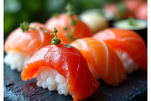 料理教室で作られた美しい寿司の盛り合わせ